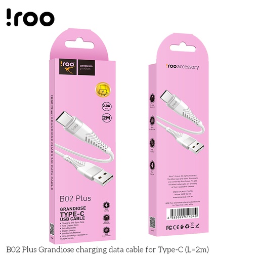 [B02-2M] iRoo B02-2M Grandiose USB cable - Type-C - 2M